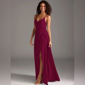 Azazie Burgundy Maxi Dress with Slit